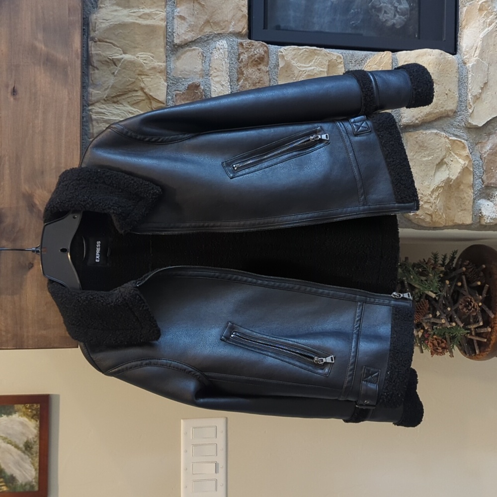 Wen's faux leather jacket with trim from Express size M in black